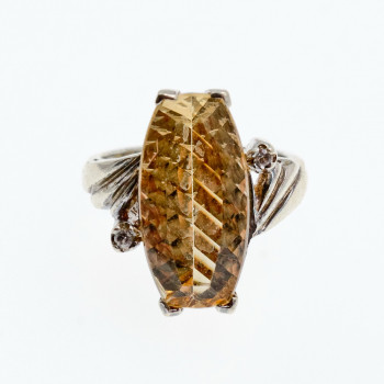 Sky Jewelry Серебряное кольцо с золотистым турмалином и кварцем