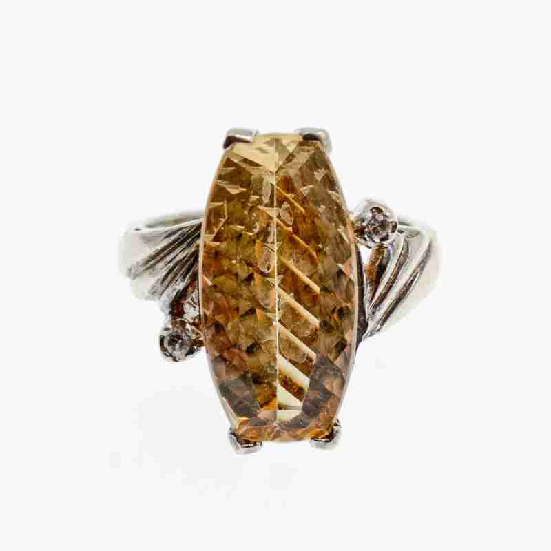Sky Jewelry Серебряное кольцо с золотистым турмалином и кварцем