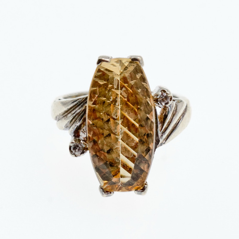 Sky Jewelry Серебряное кольцо с золотистым турмалином и кварцем