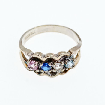 Sky Jewelry Серебряное кольцо с натуральными камнями   Радуга