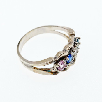 Sky Jewelry Серебряное кольцо с натуральными камнями   Радуга