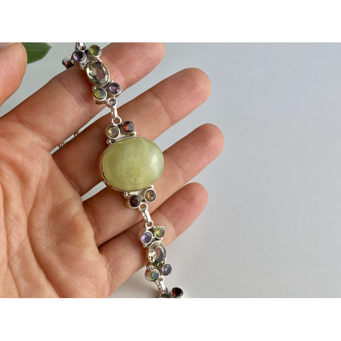 Sky Jewelry Серебряный браслет с натуральными камнями Радуга