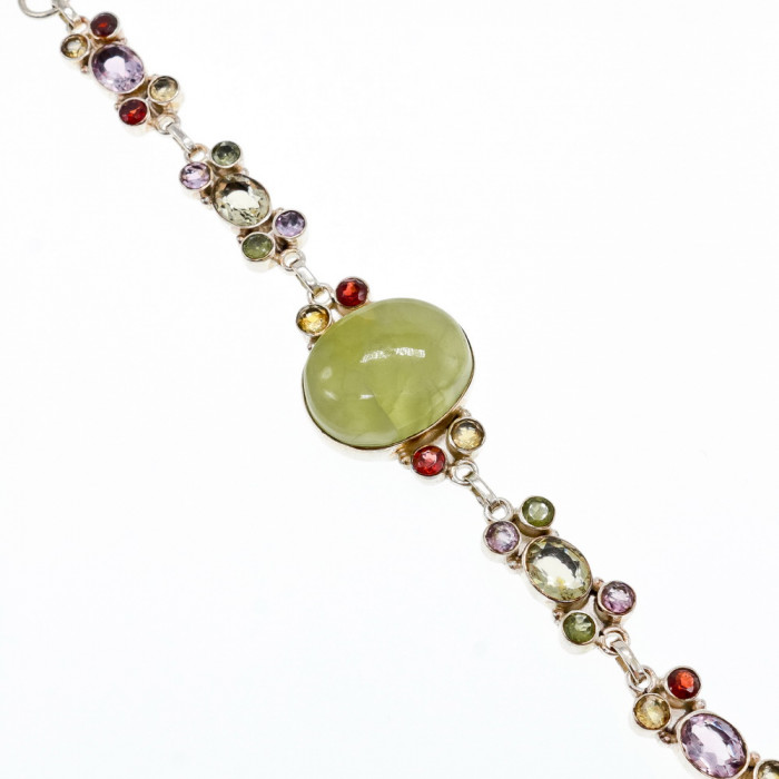 Sky Jewelry Серебряный браслет с натуральными камнями Радуга