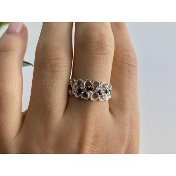 Sky Jewelry Серебряное кольцо с сапфирами   Сердца