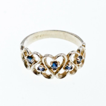 Sky Jewelry Серебряное кольцо с сапфирами   Сердца