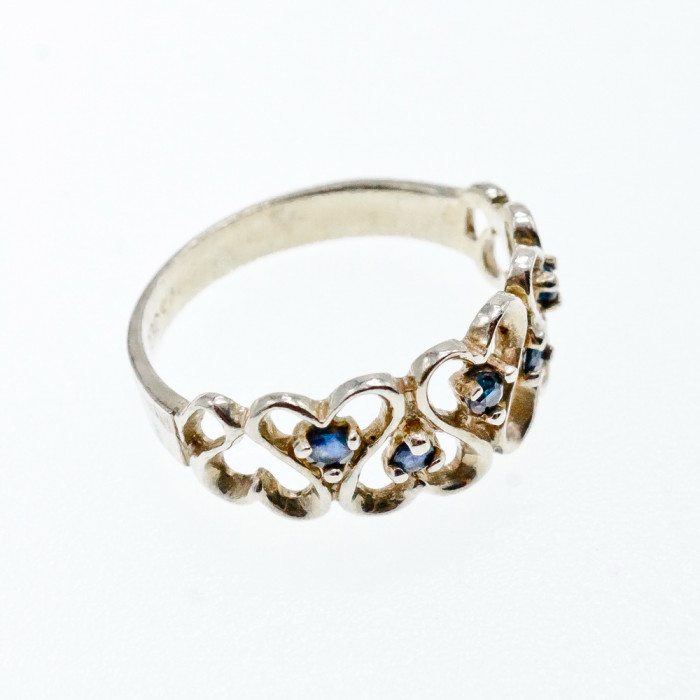 Sky Jewelry Серебряное кольцо с сапфирами   Сердца