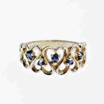 Sky Jewelry Серебряное кольцо с сапфирами   Сердца