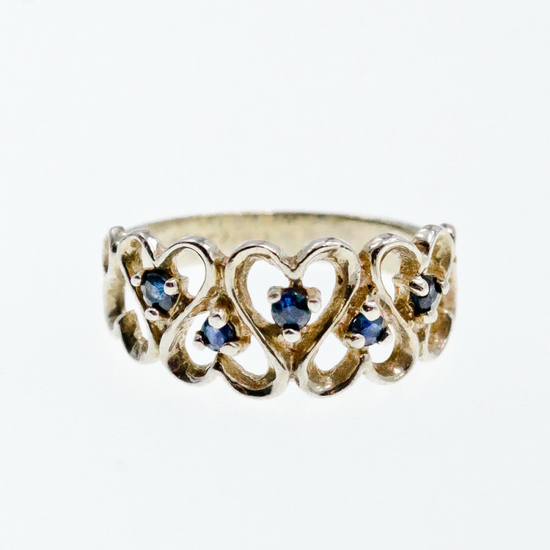 Sky Jewelry Серебряное кольцо с сапфирами   Сердца