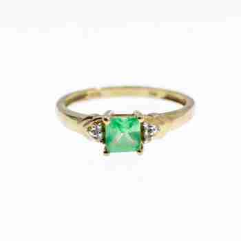 Sky Jewelry Золотое кольцо с камнями цаворит и бриллиантами  Очарование
