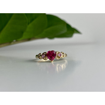 Sky Jewelry Золотое кольцо с камнями шпинель  Сердца