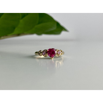 Sky Jewelry Золотое кольцо с камнями шпинель  Сердца