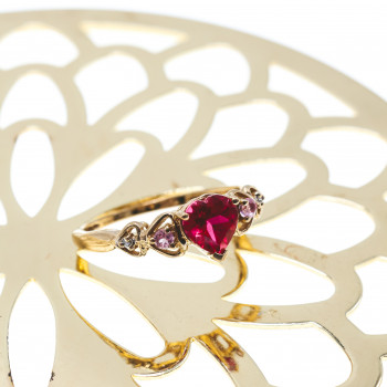 Sky Jewelry Золотое кольцо с камнями шпинель  Сердца