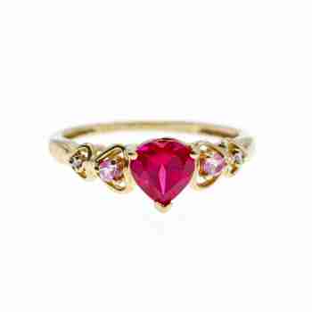 Sky Jewelry Золотое кольцо с камнями шпинель  Сердца