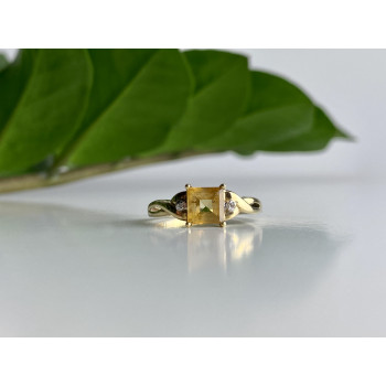 Sky Jewelry Золотое кольцо с желтым турмалином и бриллиантами