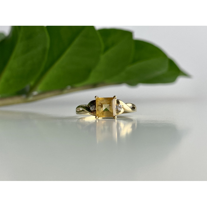 Sky Jewelry Золотое кольцо с желтым турмалином и бриллиантами