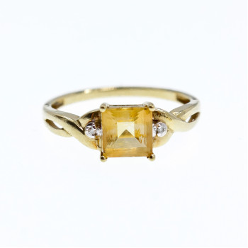 Sky Jewelry Золотое кольцо с желтым турмалином и бриллиантами