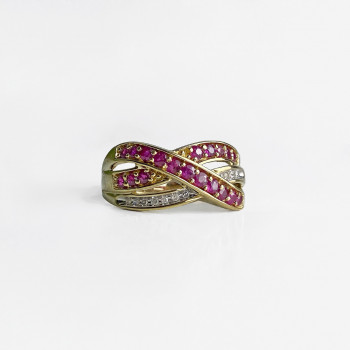 Sky Jewelry Золотое кольцо с рубинами и сапфирами   Обаяние