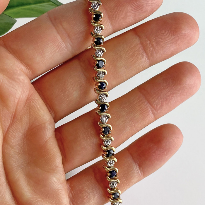 Sky Jewelry Браслет из серебра в позолоте с сапфирами  Счастье