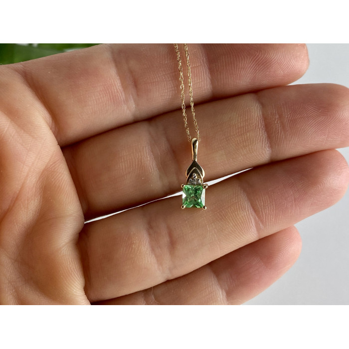 Sky Jewelry Золотая цепочка с кулоном цаворит и бриллианты