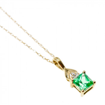 Sky Jewelry Золотая цепочка с кулоном цаворит и бриллианты