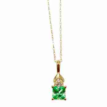 Sky Jewelry Золотая цепочка с кулоном цаворит и бриллианты