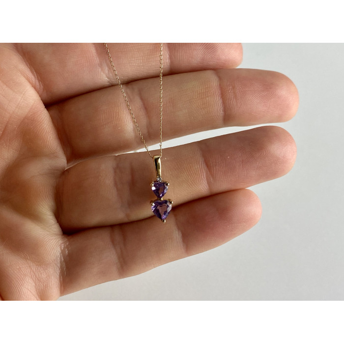 Sky Jewelry Золотая цепочка с кулоном аметист и бриллиант  Сердца