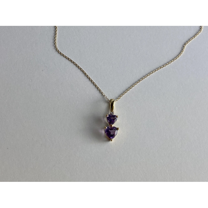 Sky Jewelry Золотая цепочка с кулоном аметист и бриллиант  Сердца