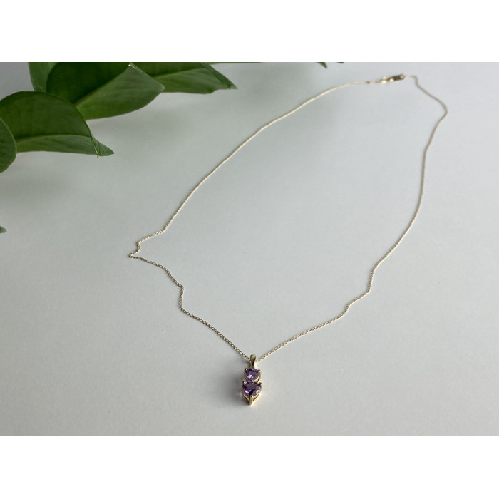 Sky Jewelry Золотая цепочка с кулоном аметист и бриллиант  Сердца