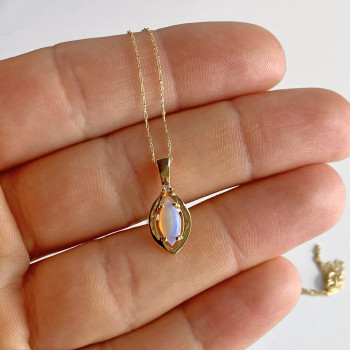 Sky Jewelry Золотая цепочка с кулоном опал и бриллиант  Сладость