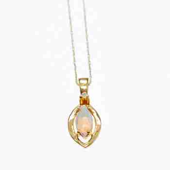 Sky Jewelry Золотая цепочка с кулоном опал и бриллиант  Сладость