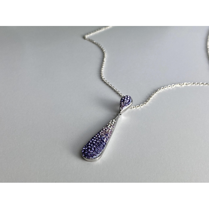 Sky Jewelry Серебряная цепочка с кулоном фианиты  Капля