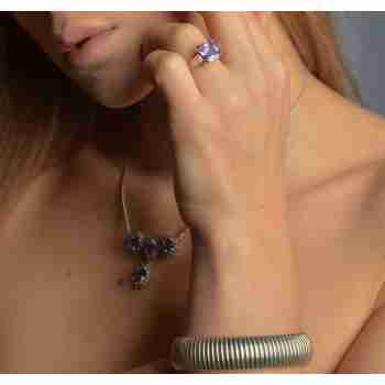 Sky Jewelry Серебряное кольцо с фиолетовым фианитом