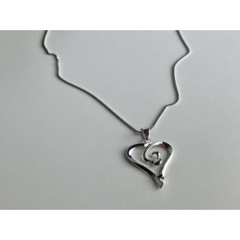 Sky Jewelry Серебряная цепочка с кулоном сапфир  Сапфировое сердце