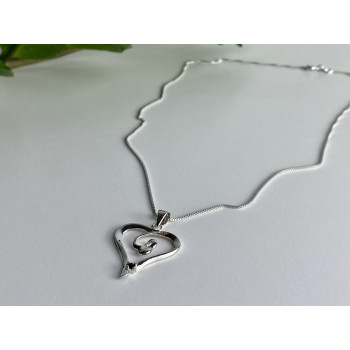 Sky Jewelry Серебряная цепочка с кулоном сапфир  Сапфировое сердце