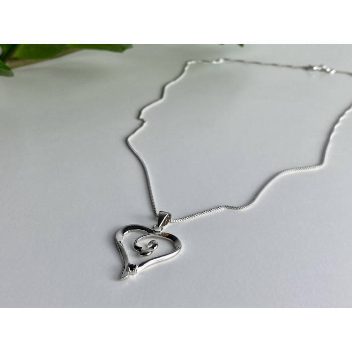 Sky Jewelry Серебряная цепочка с кулоном сапфир  Сапфировое сердце