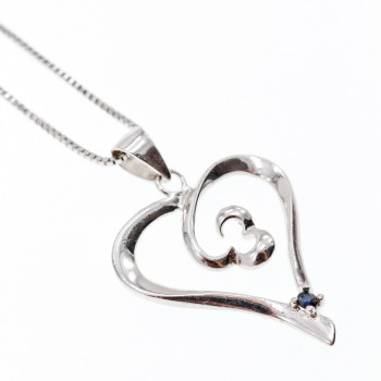 Sky Jewelry Серебряная цепочка с кулоном сапфир  Сапфировое сердце