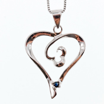 Sky Jewelry Серебряная цепочка с кулоном сапфир  Сапфировое сердце