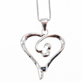 Sky Jewelry Серебряная цепочка с кулоном сапфир  Сапфировое сердце