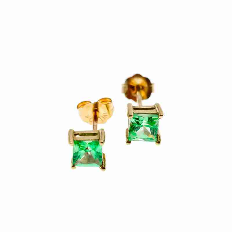 Sky Jewelry Золотые серьги-гвоздики с камнем цаворит