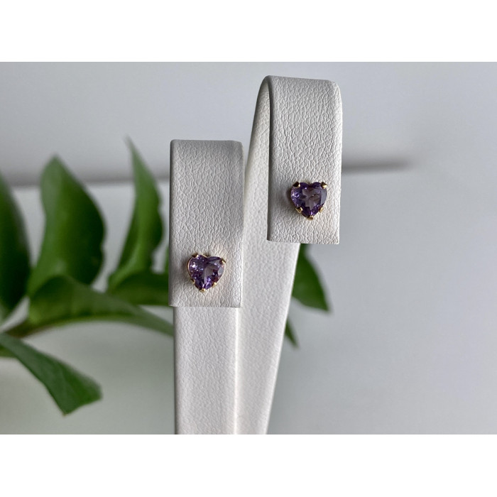 Sky Jewelry Золотые серьги-гвоздики с камнем танзанит  Сердце