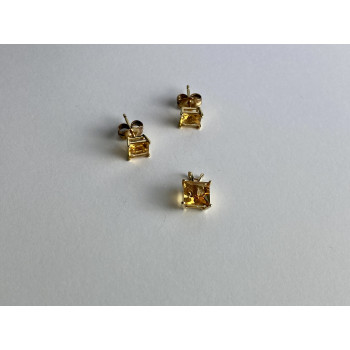 Sky Jewelry Золотые серьги-гвоздики и кулон с гелиодором   Желание