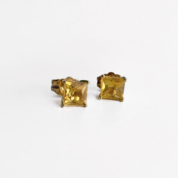 Sky Jewelry Золотые серьги-гвоздики и кулон с гелиодором   Желание