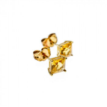 Sky Jewelry Золотые серьги-гвоздики и кулон с гелиодором   Желание