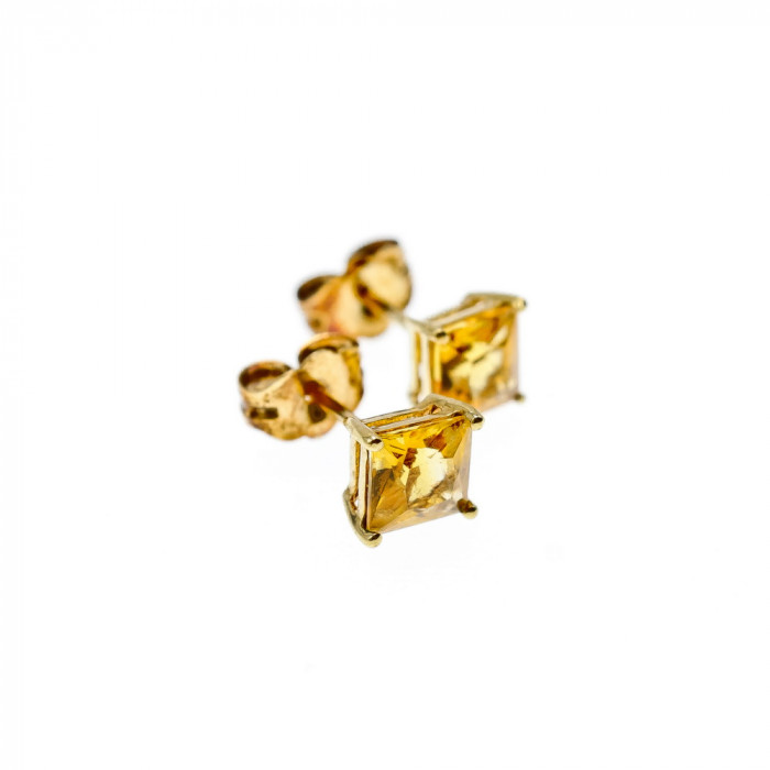 Sky Jewelry Золотые серьги-гвоздики и кулон с гелиодором   Желание