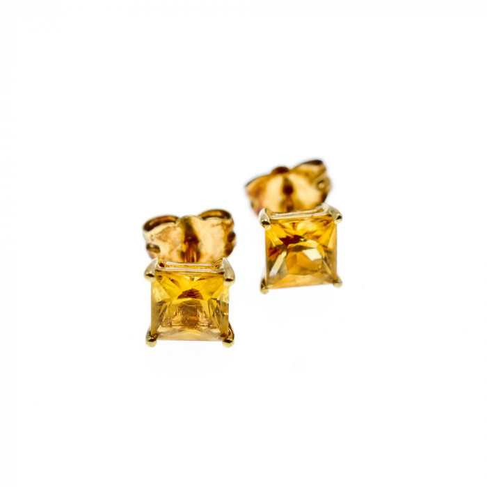 Sky Jewelry Золотые серьги-гвоздики и кулон с гелиодором   Желание