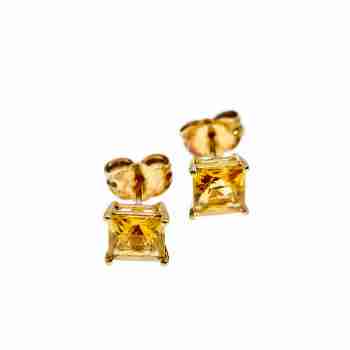 Sky Jewelry Золотые серьги-гвоздики и кулон с гелиодором   Желание