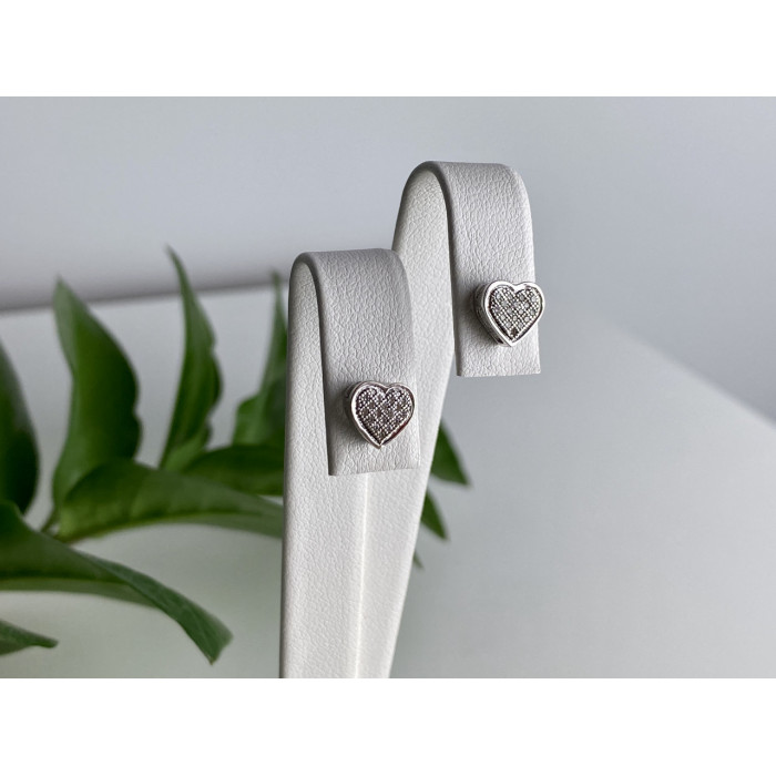 Sky Jewelry Золотые серьги с бриллиантами   Сердце