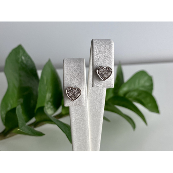 Sky Jewelry Золотые серьги с бриллиантами   Сердце