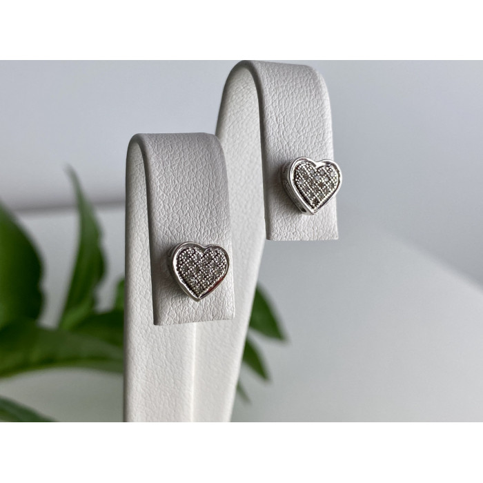 Sky Jewelry Золотые серьги с бриллиантами   Сердце