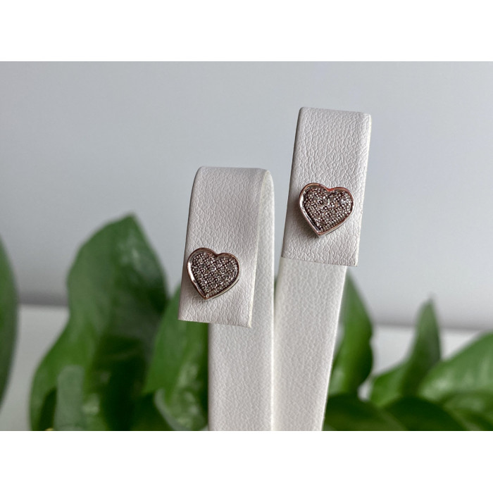 Sky Jewelry Золотые серьги с бриллиантами   Сердце